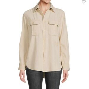 MSRP $328 Zadig & Voltaire Twill Beige Button Down Shirt Size XS